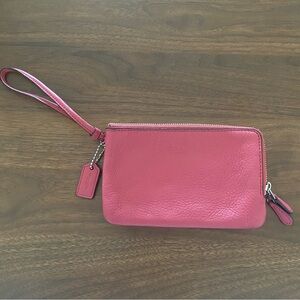 Coach Double Zip Pink Wristlet
